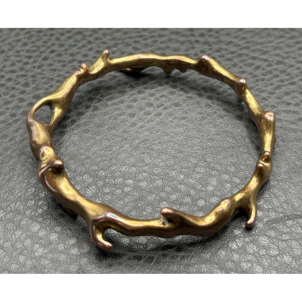 Lucky Brand Mixed Metal Branch Cuff Bracelet Copper Brass Tone Brutalist 8